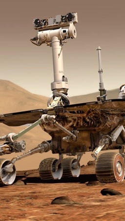 A robotic exploration vehicle on another planet